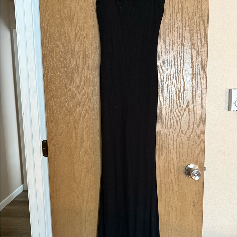 Popilush Black Shapewear Maxi Dress Size Small | Built-in Tummy Control Bodycon